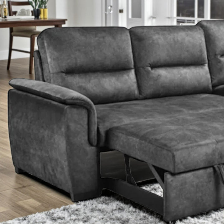 Sarina Fabric Upholstered Sectional Sofa Bed With Reversible Chaise - Grey