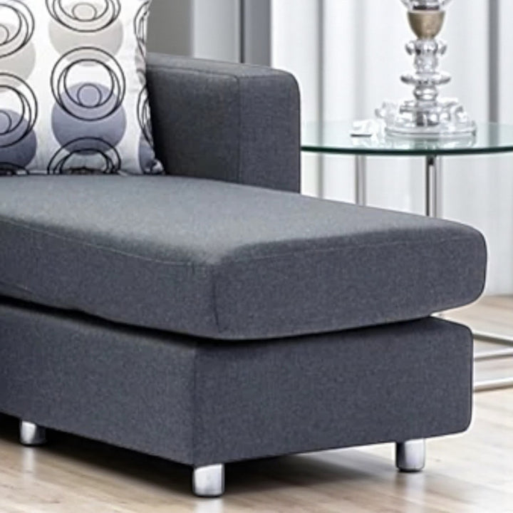 City Sectional Sofa With Fabric Upholstery & Reversible Chaise - Enticing Grey