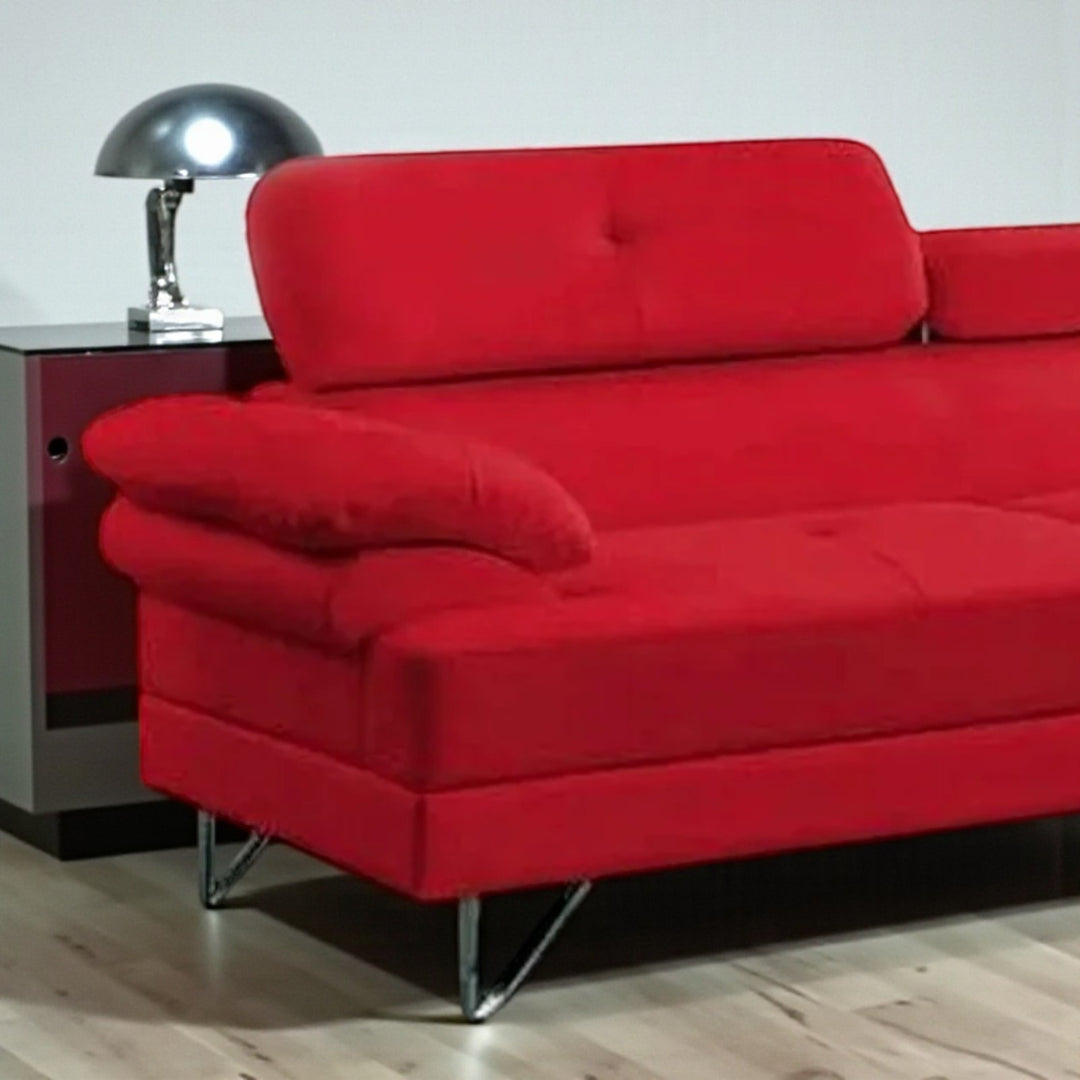 Wisla Sectional Sofa With Faux Leather Upholstery & RHF Chaise - Captivating Red