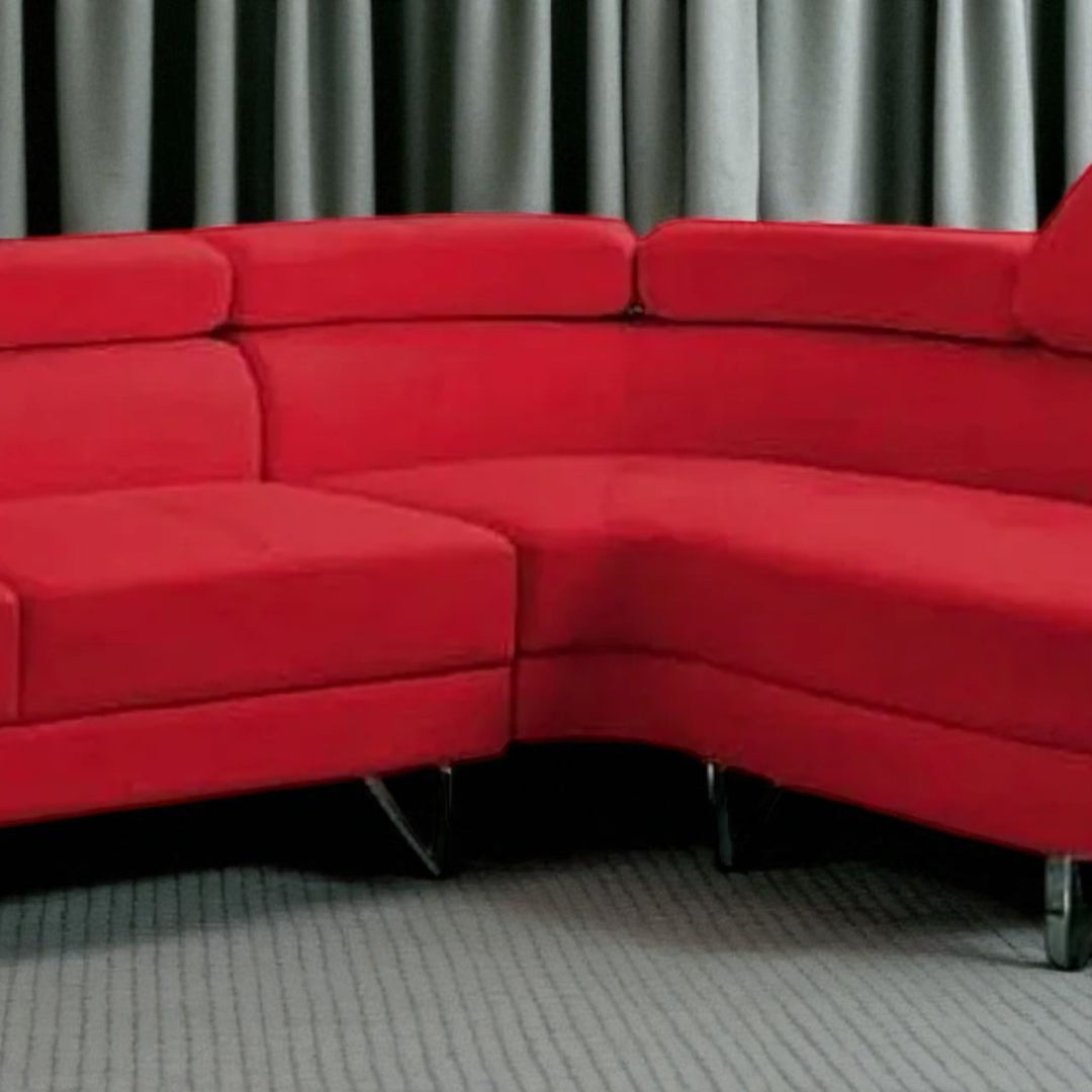 Wisla Sectional Sofa With Faux Leather Upholstery & RHF Chaise - Captivating Red