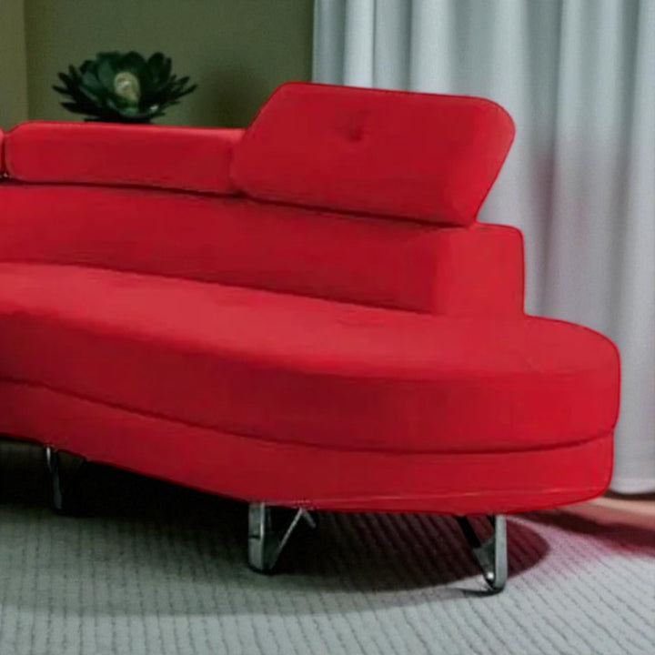 Wisla Sectional Sofa With Faux Leather Upholstery & RHF Chaise - Captivating Red