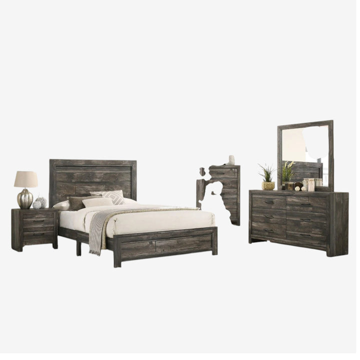 Lysor 8-Piece Bedroom Set - Greyish Brown | Contemporary, Sturdy, Minimalistic & Smart Storage Solution