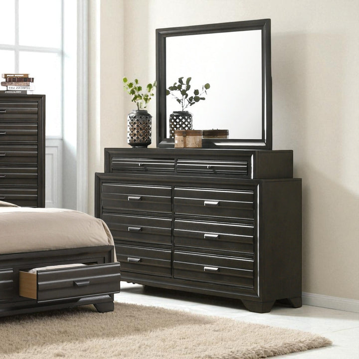Orvak 8-Piece Rustic Bedroom Set - Antique Grey | Timeless, Sturdy & Smart Storage Solution