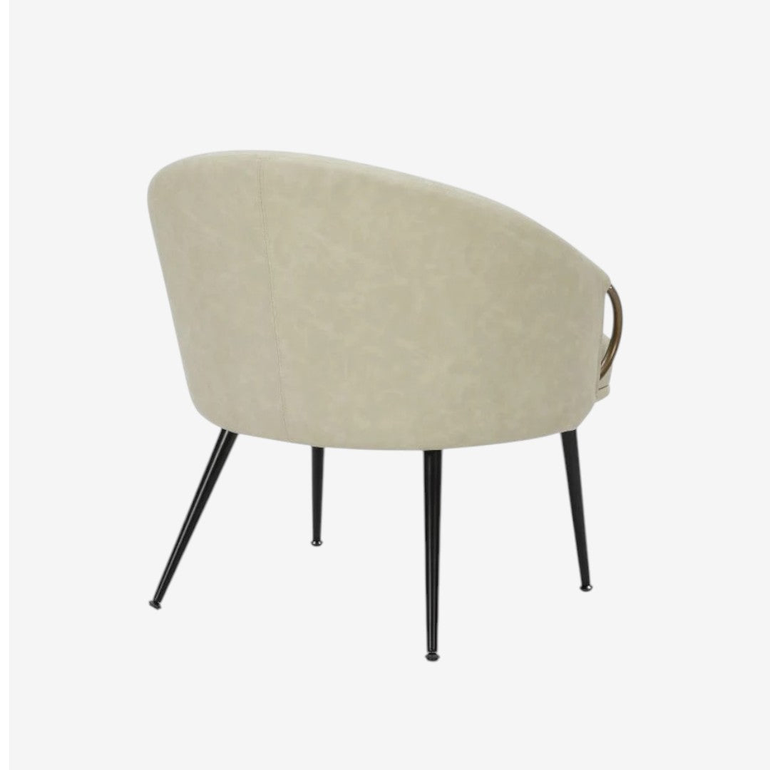 Tera Vintage Style Accent Chair in Leather Upholstery - Ivory/ Black