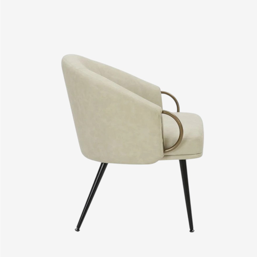 Tera Vintage Style Accent Chair in Leather Upholstery - Ivory/ Black