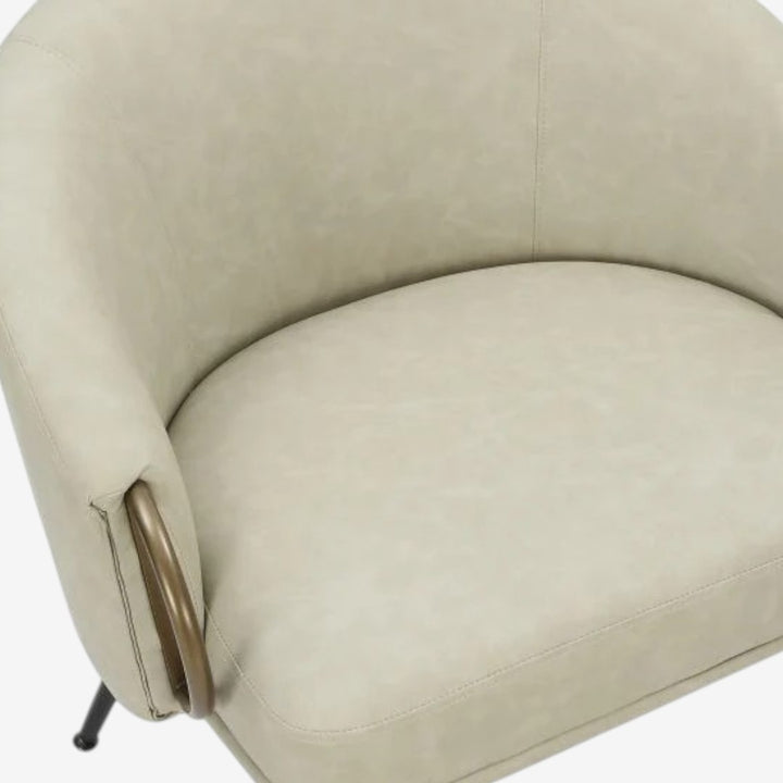 Tera Vintage Style Accent Chair in Leather Upholstery - Ivory/ Black