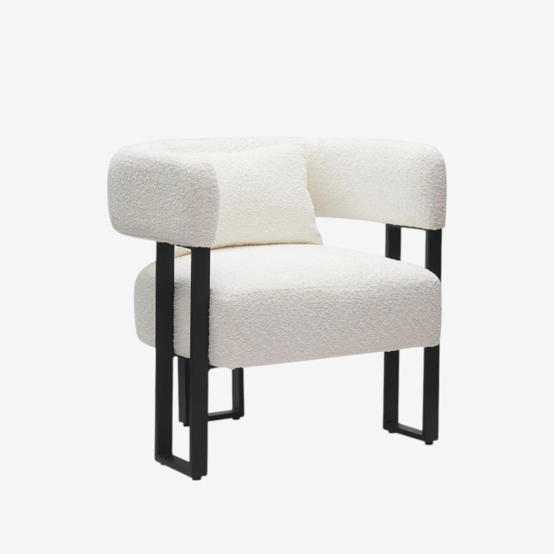 Rosso Fabric Upholstered Accent Chair With Sturdy Metal Frame - Black/ Ivory