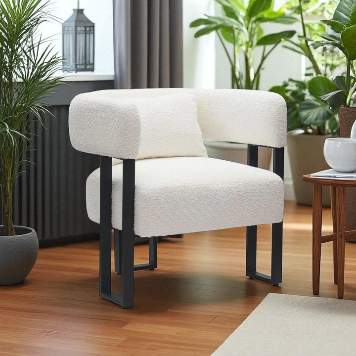 Rosso Fabric Upholstered Accent Chair With Sturdy Metal Frame - Black/ Ivory