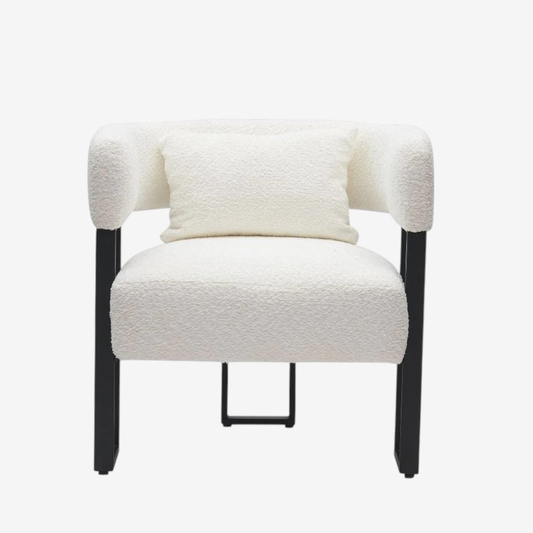 Rosso Fabric Upholstered Accent Chair With Sturdy Metal Frame - Black/ Ivory