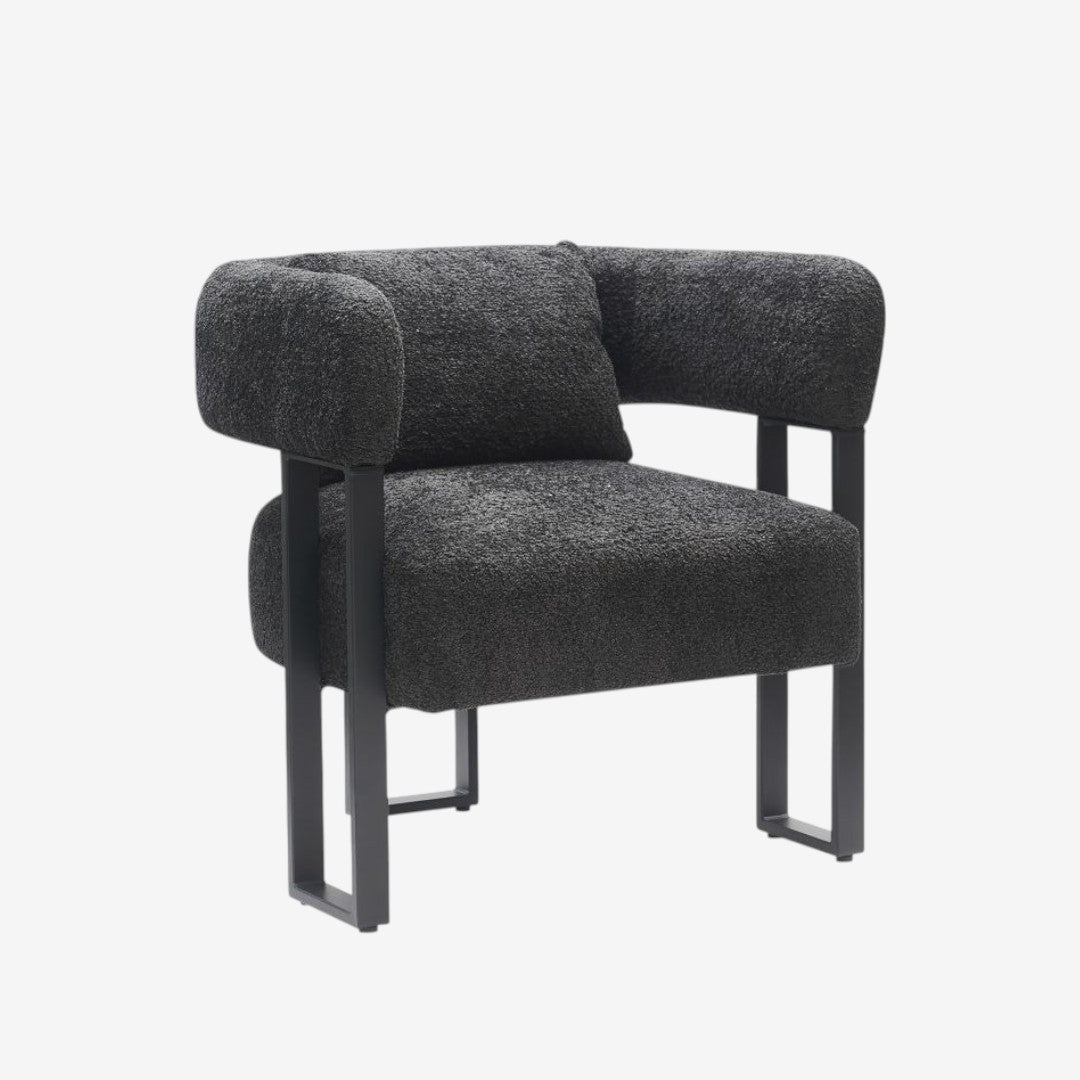 Rosso Fabric Upholstered Accent Chair With Sturdy Metal Frame - Black/ Charcoal