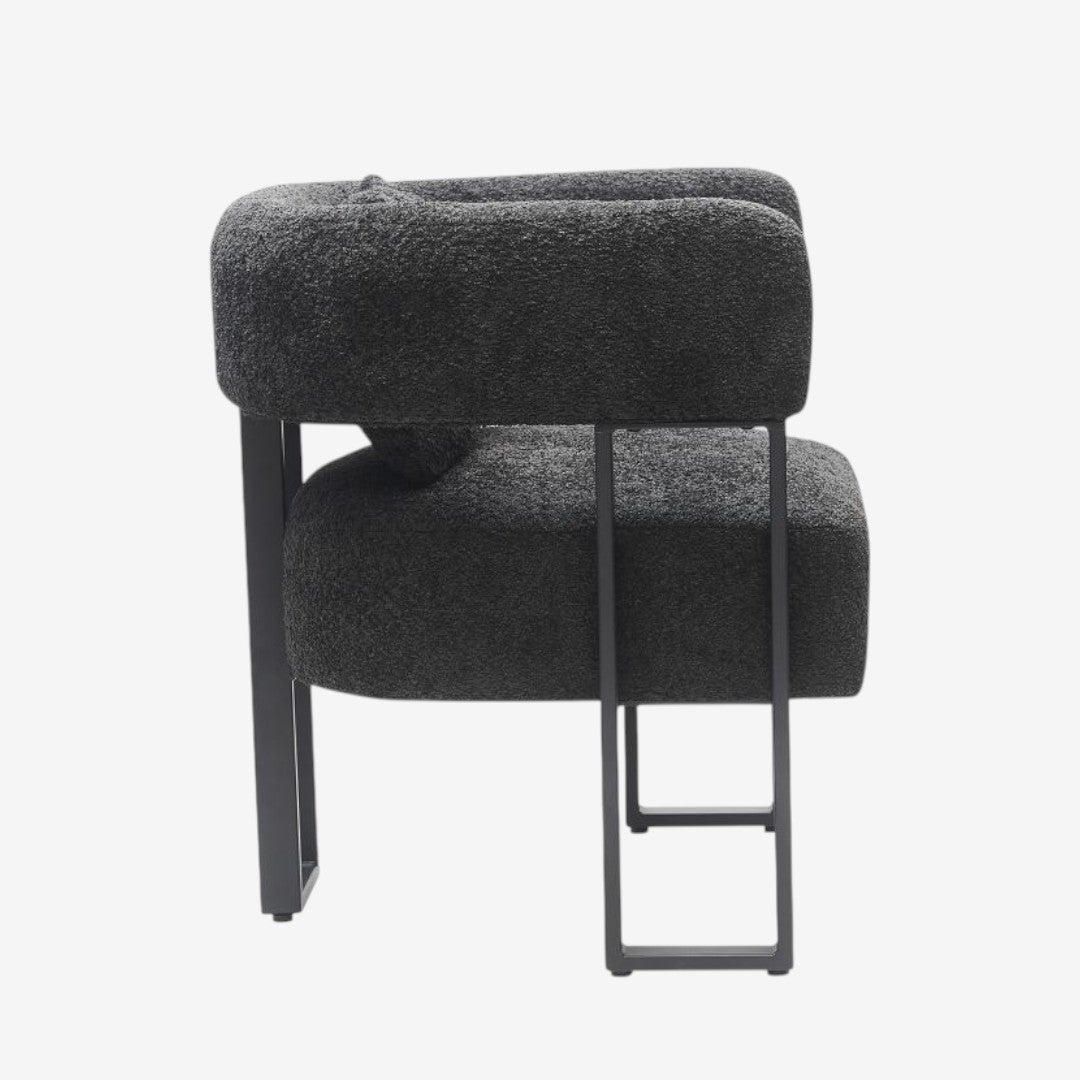 Rosso Fabric Upholstered Accent Chair With Sturdy Metal Frame - Black/ Charcoal