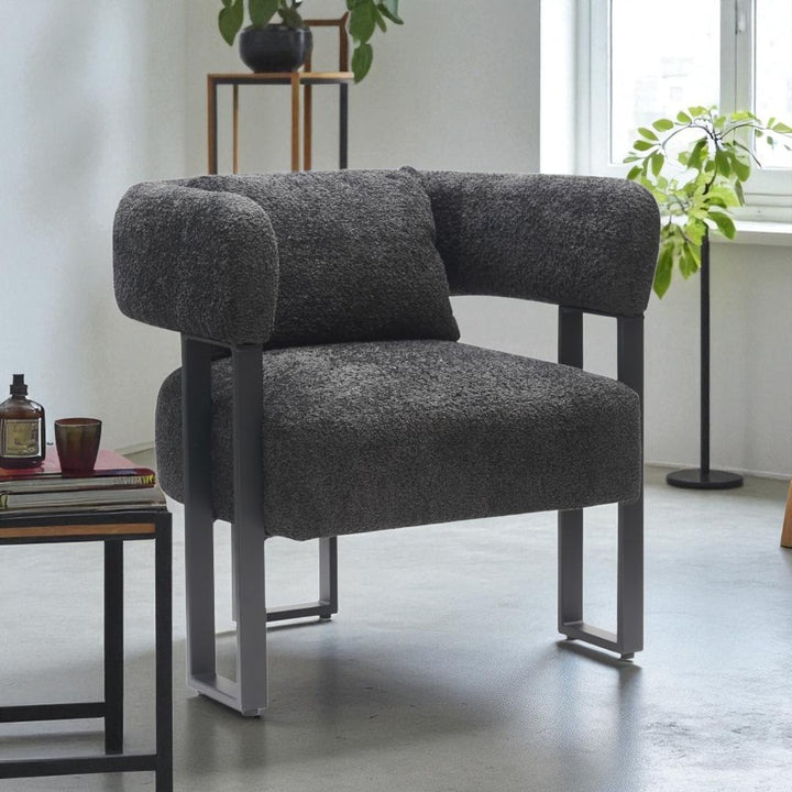 Rosso Fabric Upholstered Accent Chair With Sturdy Metal Frame - Black/ Charcoal