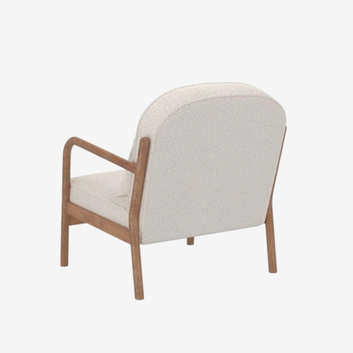 Bruno Wooden Accent Chair in Fabric Upholstery - White/ Walnut