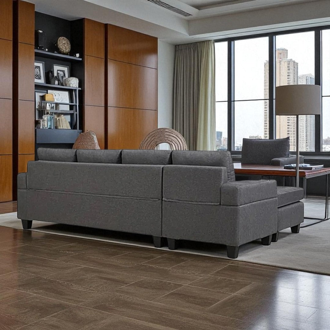 Bexen Fabric Upholstered Sectional Sofa With Reversible Chaise - Grey