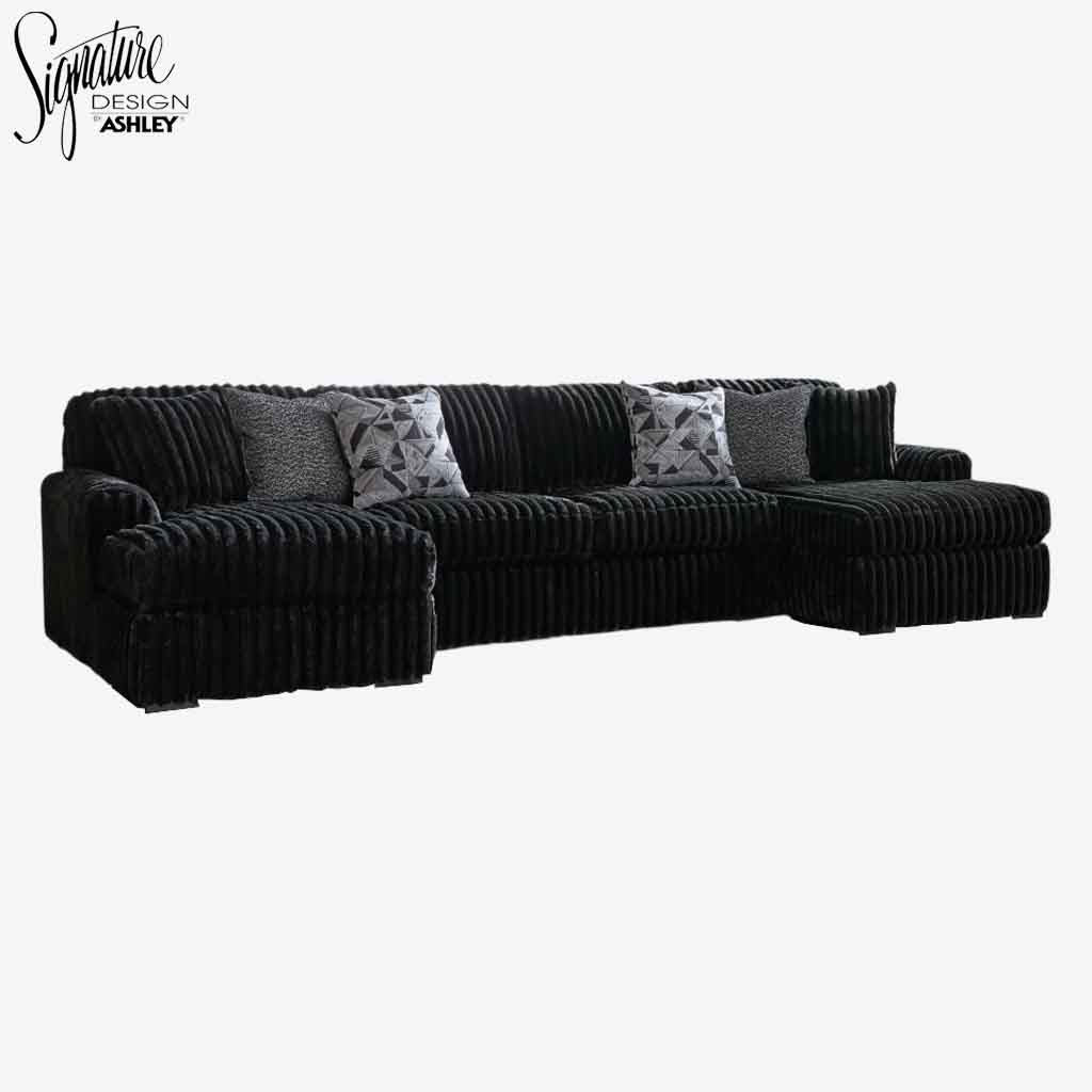 98103S5 Midnight-madness 3-Piece Fabric Sectional Sofa With Dual Chaise - Onyx | Signature Design By Ashley