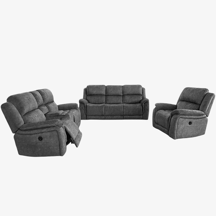 Nimbus 3-Piece Power Recliner Set In Fabric Upholstery - Grey