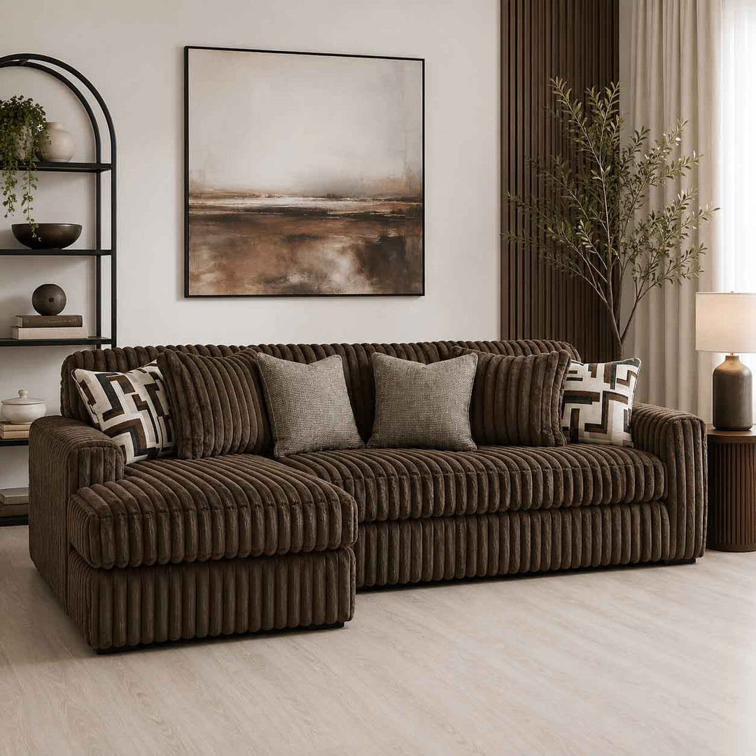 Midnight-madness 2-Piece Fabric Upholstered Sectional Sofa With Chaise - Chocolate - Side View
