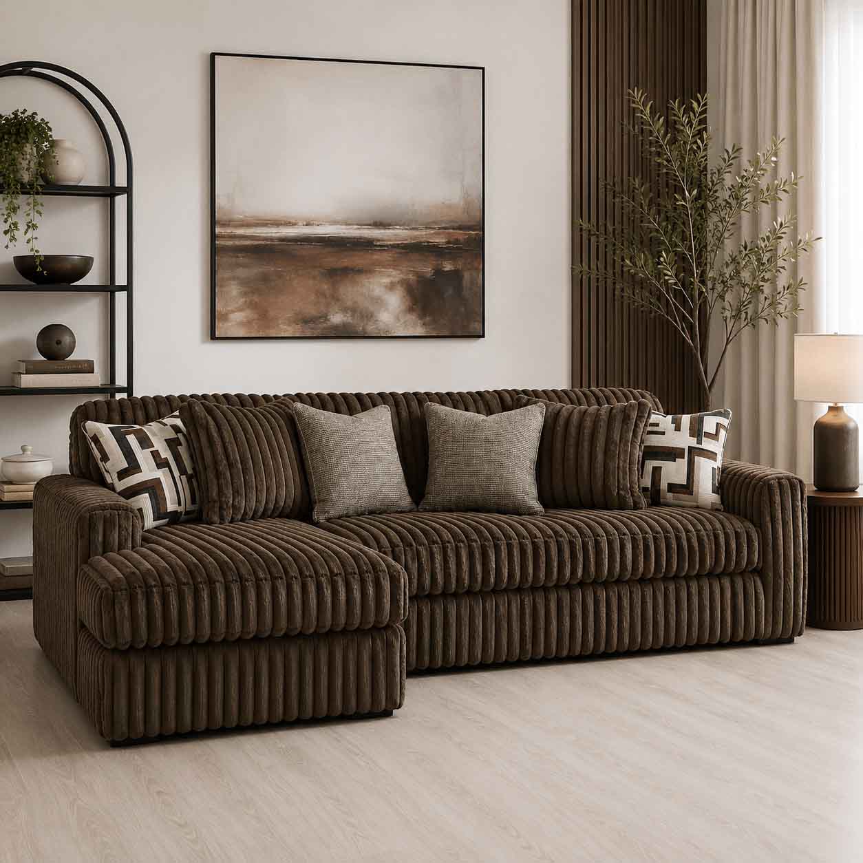 Midnight-madness 2-Piece Fabric Upholstered Sectional Sofa With Chaise - Chocolate - Side View