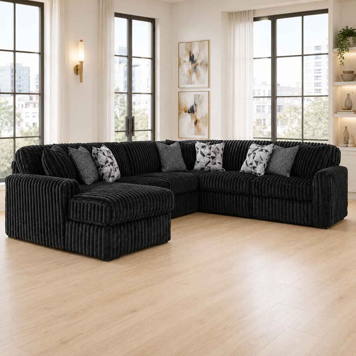 Midnight-madness 6-Piece Fabric Sectional Sofa With Chaise - Onyx - Side View