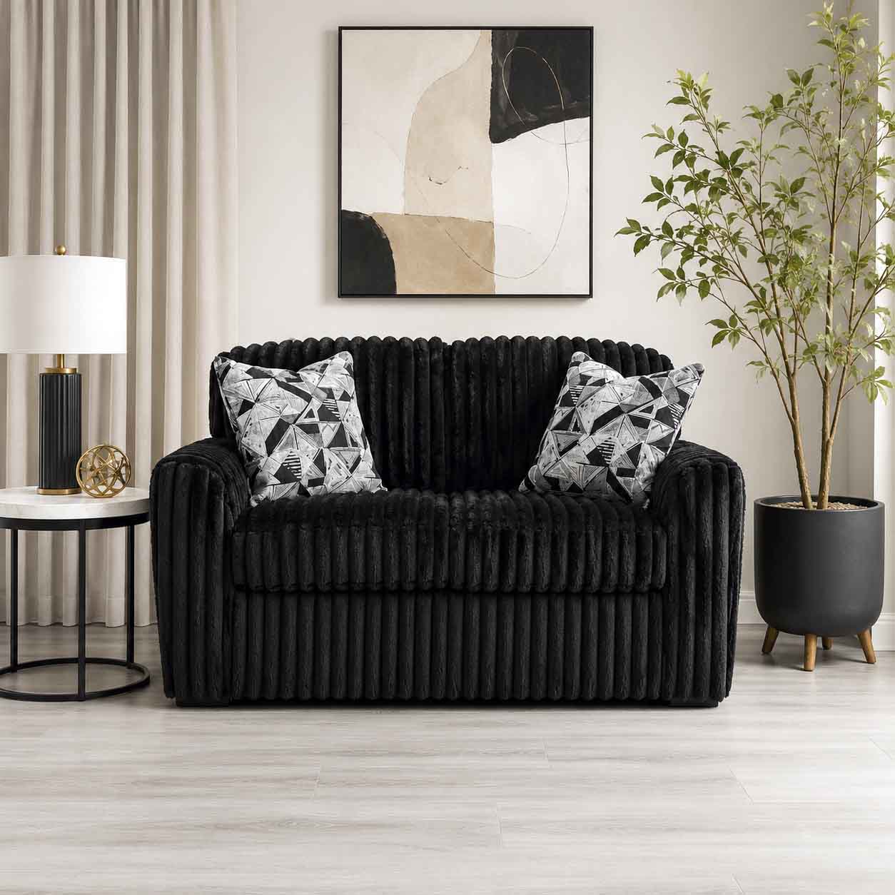 Midnight-madness Loveseat In Fabric Upholstery - Onyx - Side View