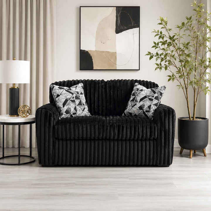 Midnight-madness Loveseat In Fabric Upholstery - Onyx - Side View