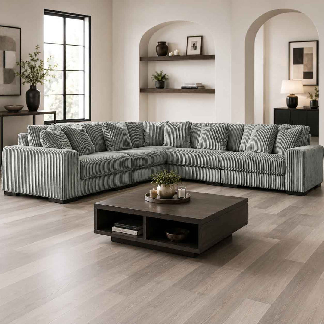 21105S5 Lindyn 5-Piece Sectional Sofa in Fabric Upholstery - Fog | Signature Design by Ashley