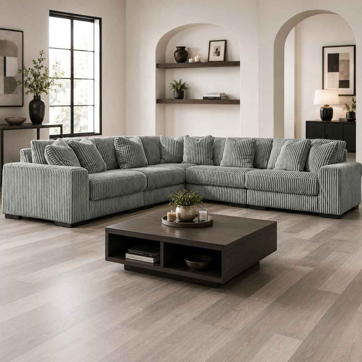 21105S5 Lindyn 5-Piece Sectional Sofa in Fabric Upholstery - Fog | Signature Design by Ashley