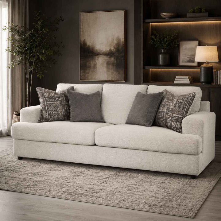 9510438 Soletren Stationary Sofa In Fabric Upholstery - Stone | Signature Design By Ashley