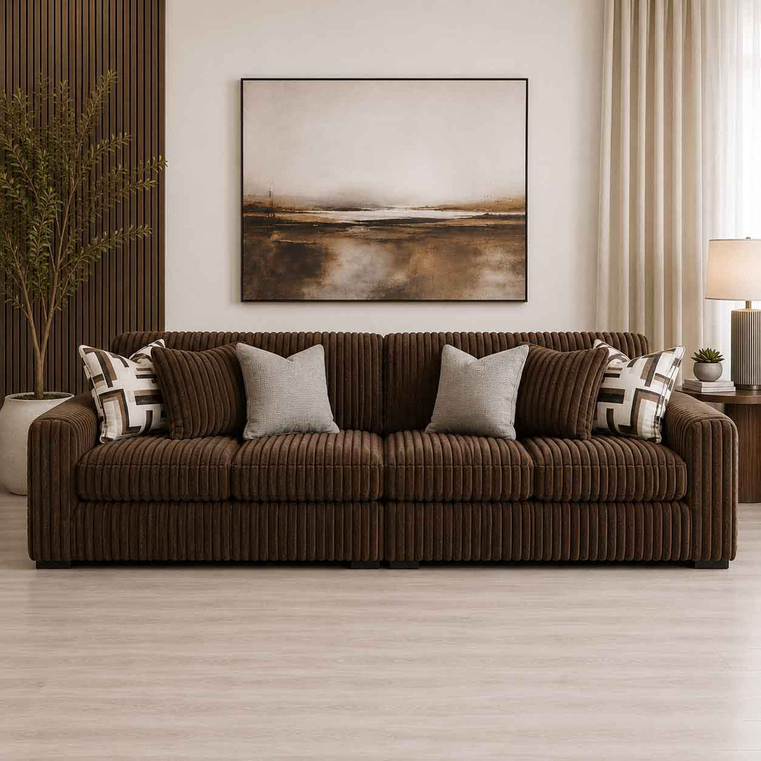 S7 Midnight-madness 2-Piece Sectional Sofa In Fabric Upholstery - Chocolate - Side View