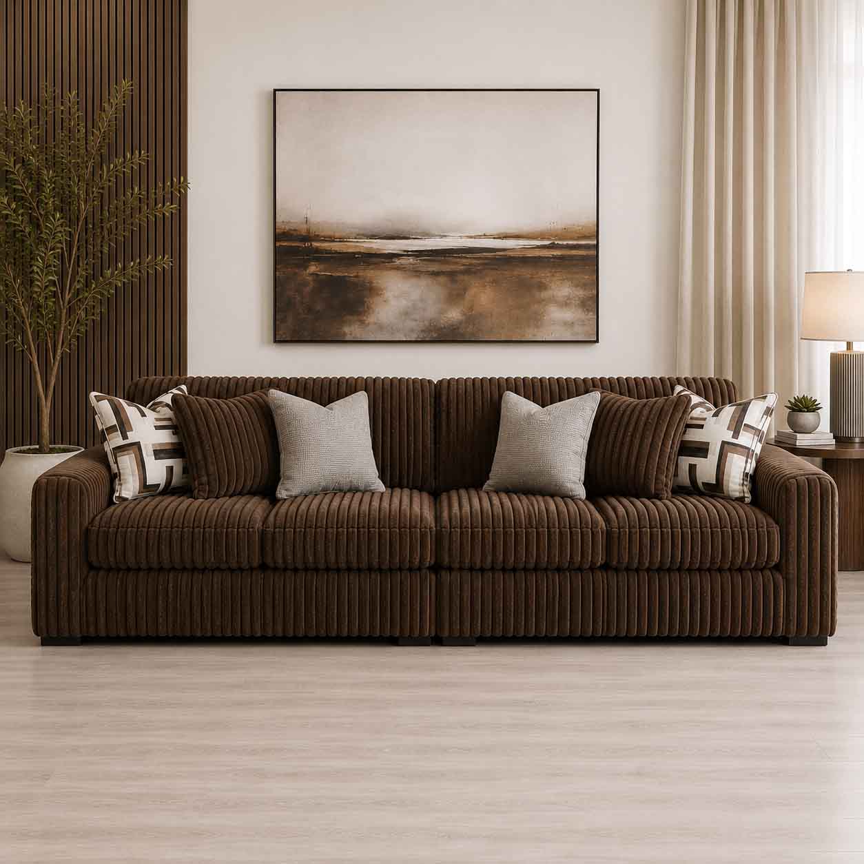 S7 Midnight-madness 2-Piece Sectional Sofa In Fabric Upholstery - Chocolate - Side View