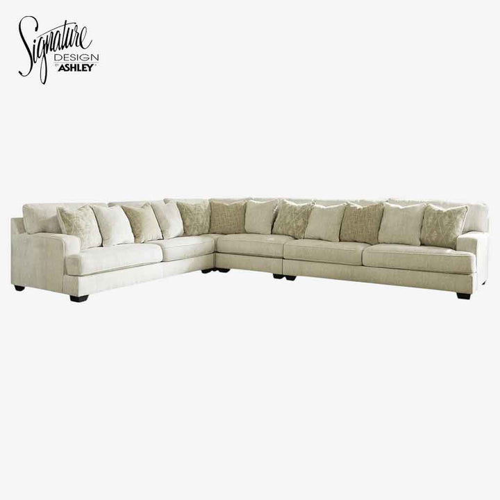 19604S2 Rawcliffe 4-Piece Sectional Sofa In Fabric Upholstery - Parchment | Signature Design By Ashley