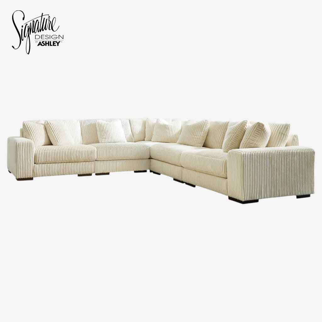 21104S5 Lindyn 5-Piece Sectional Sofa in Fabric Upholstery - Ivory | Signature Design by Ashley