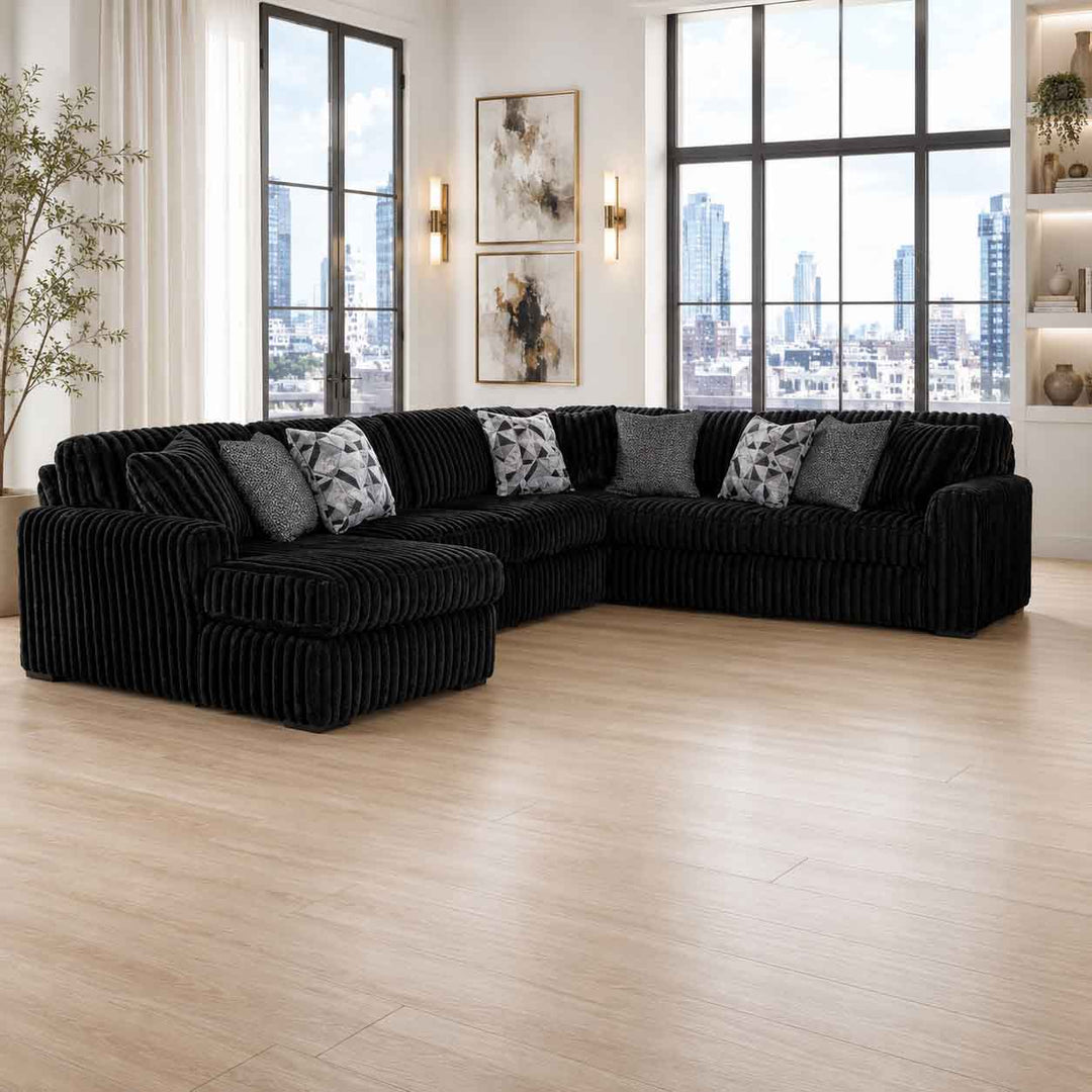 Midnight-madness 4-Piece Fabric Sectional Sofa With Chaise - Onyx | Signature Design By Ashley