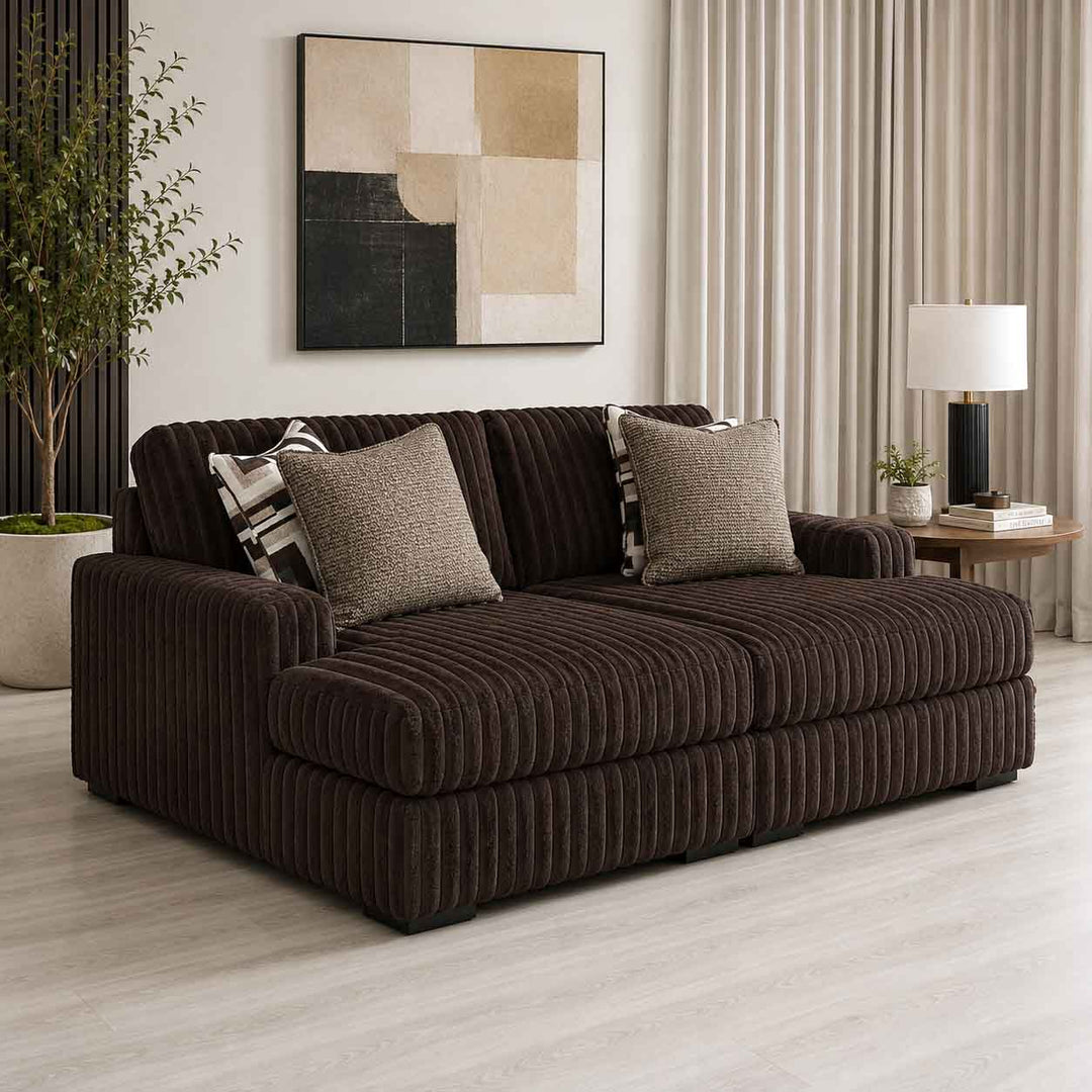 S8 Midnight-madness Super Chaise In Fabric Upholstery - Chocolate - Side View