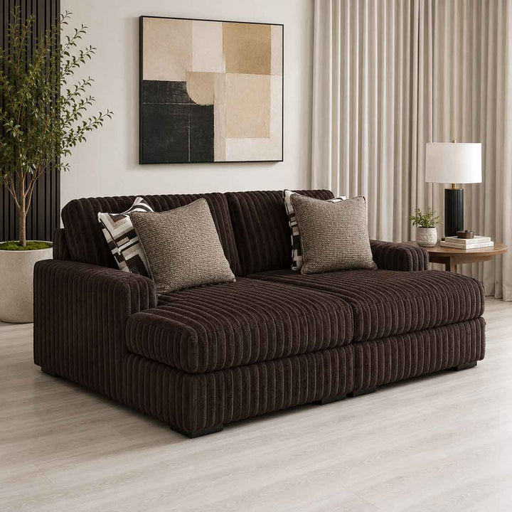 S8 Midnight-madness Super Chaise In Fabric Upholstery - Chocolate - Side View