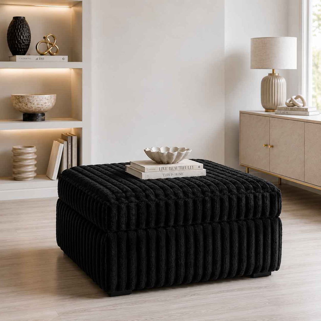 9810308 Midnight-madness Oversized Accent Ottoman In Fabric Upholstery - Onyx | Signature Design By Ashley