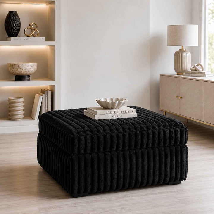 9810308 Midnight-madness Oversized Accent Ottoman In Fabric Upholstery - Onyx | Signature Design By Ashley