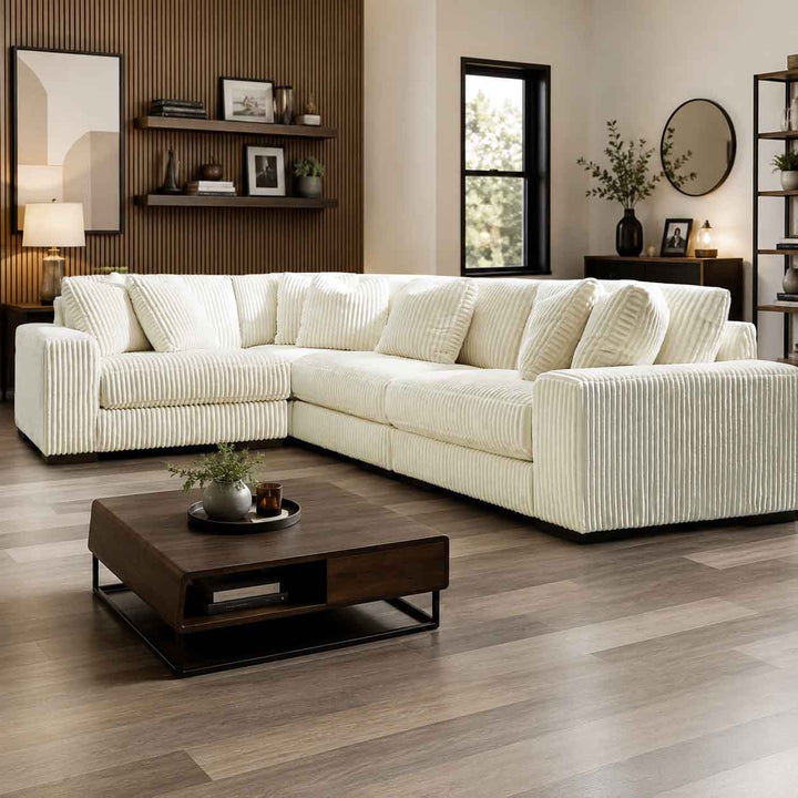 21104S8 Lindyn 4-Piece Sectional Sofa in Fabric Upholstery - Ivory | Signature Design by Ashley