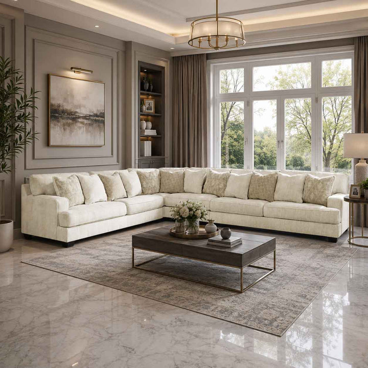 19604S2 Rawcliffe 4-Piece Sectional Sofa In Fabric Upholstery - Parchment | Signature Design By Ashley