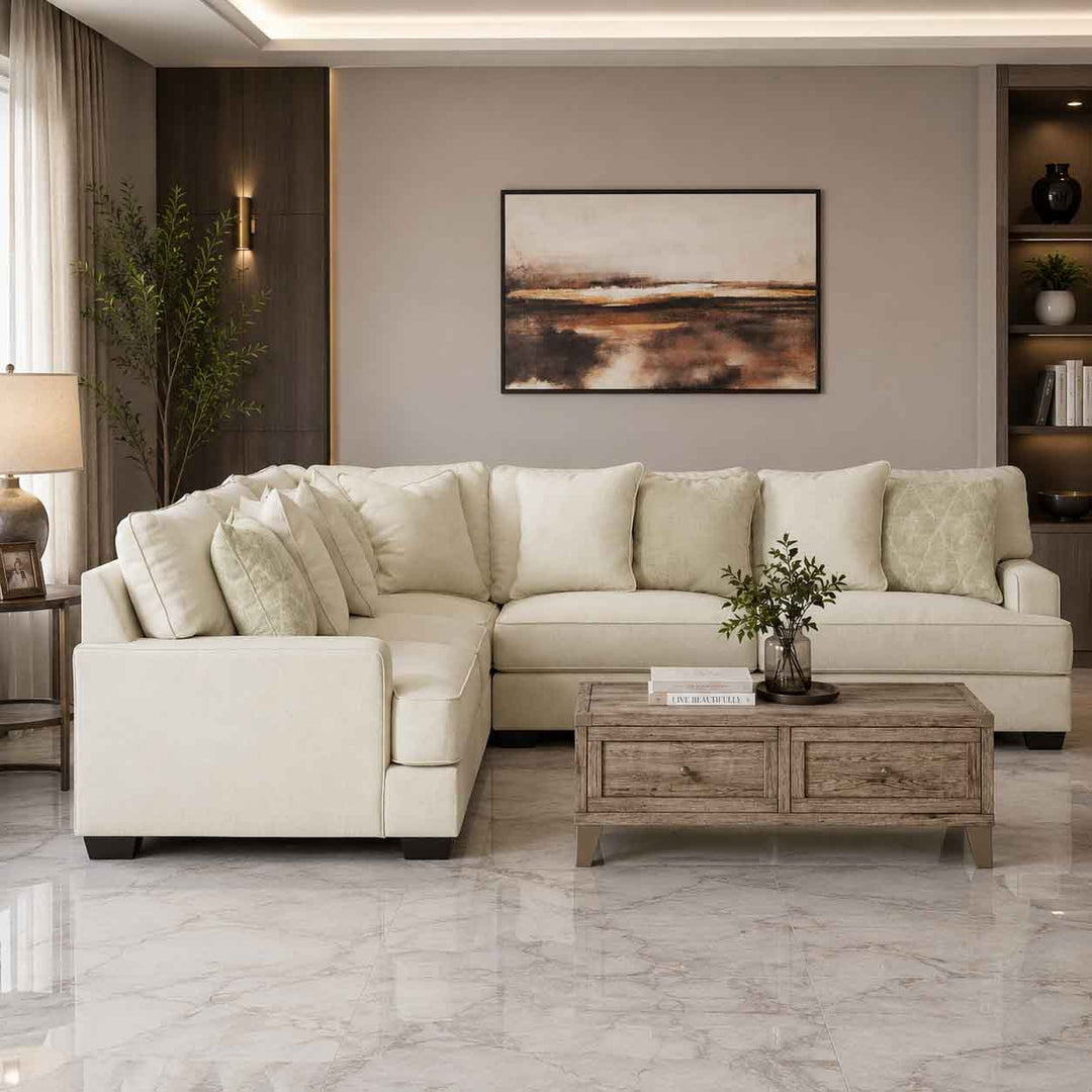 19604S1 Rawcliffe 3-Piece Sectional Sofa In Fabric Upholstery - Parchment | Signature Design by Ashley