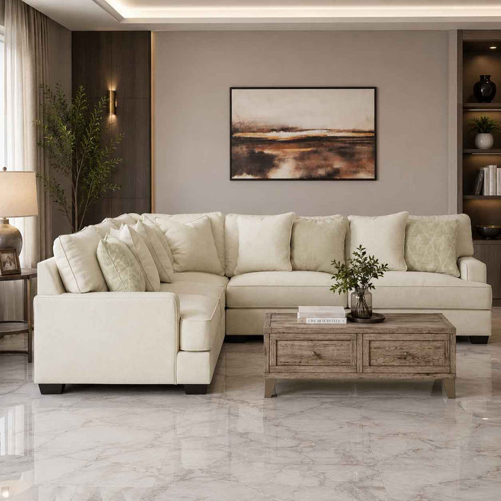 19604S1 Rawcliffe 3-Piece Sectional Sofa In Fabric Upholstery - Parchment | Signature Design by Ashley