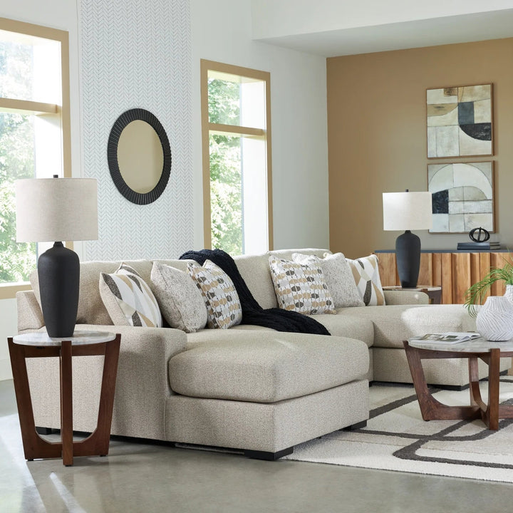 75105S7 3-Piece Fabric Sectional Sofa With Dual Chaise - Pebble | Benchcraft By Ashley