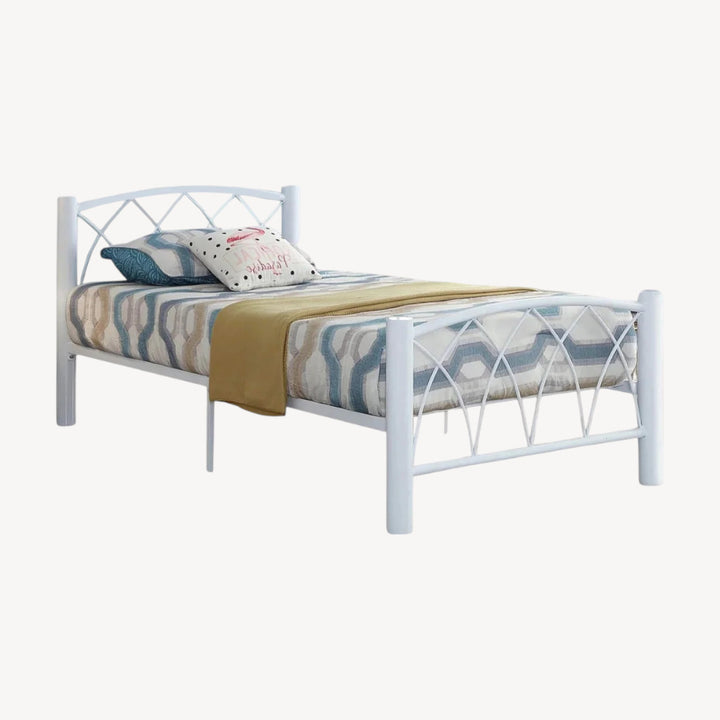 Maverick Metallic Platform Bed Frame In Appealing White Finish