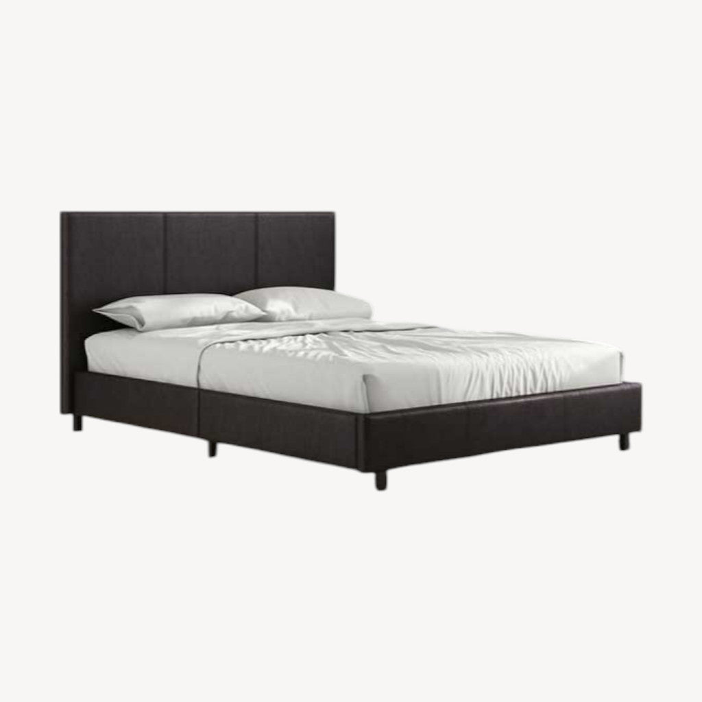 Lennox Platform Bed Frame In Faux Leather Upholstery - Black