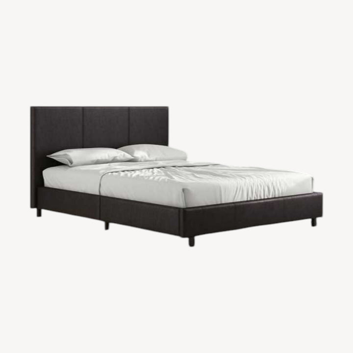 Lennox Platform Bed Frame In Faux Leather Upholstery - Black