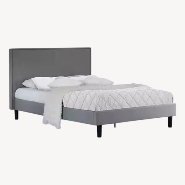 Lennox Platform Bed Frame In Faux Leather Upholstery - Grey