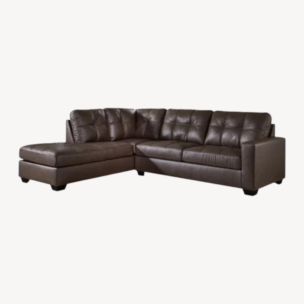 Barlin Mills 2-Piece Sectional Sofa In Leather Upholstery - Umber | Benchcraft By Ashley