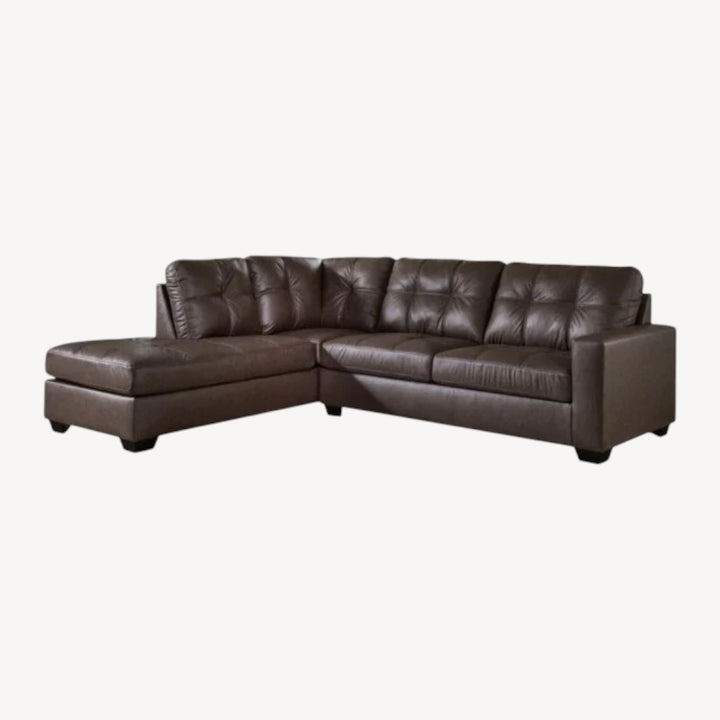Barlin Mills 2-Piece Sectional Sofa In Leather Upholstery - Umber | Benchcraft By Ashley