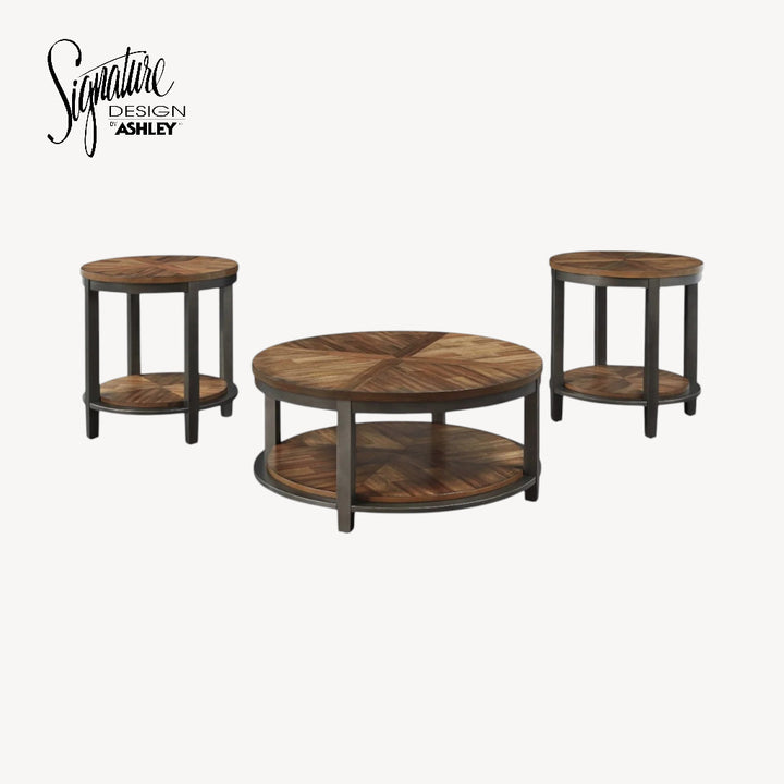 T411-13 Roybeck Occasional Table Set In Brown/ Bronze Finish (Set of 3) | Signature Design By Ashley