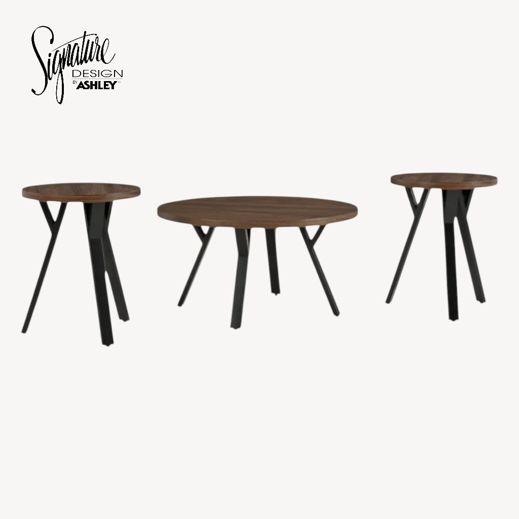 T153-13 Elbrynn Occasional Table Set (Set of 3) - Brown/ Black | Signature Design By Ashley